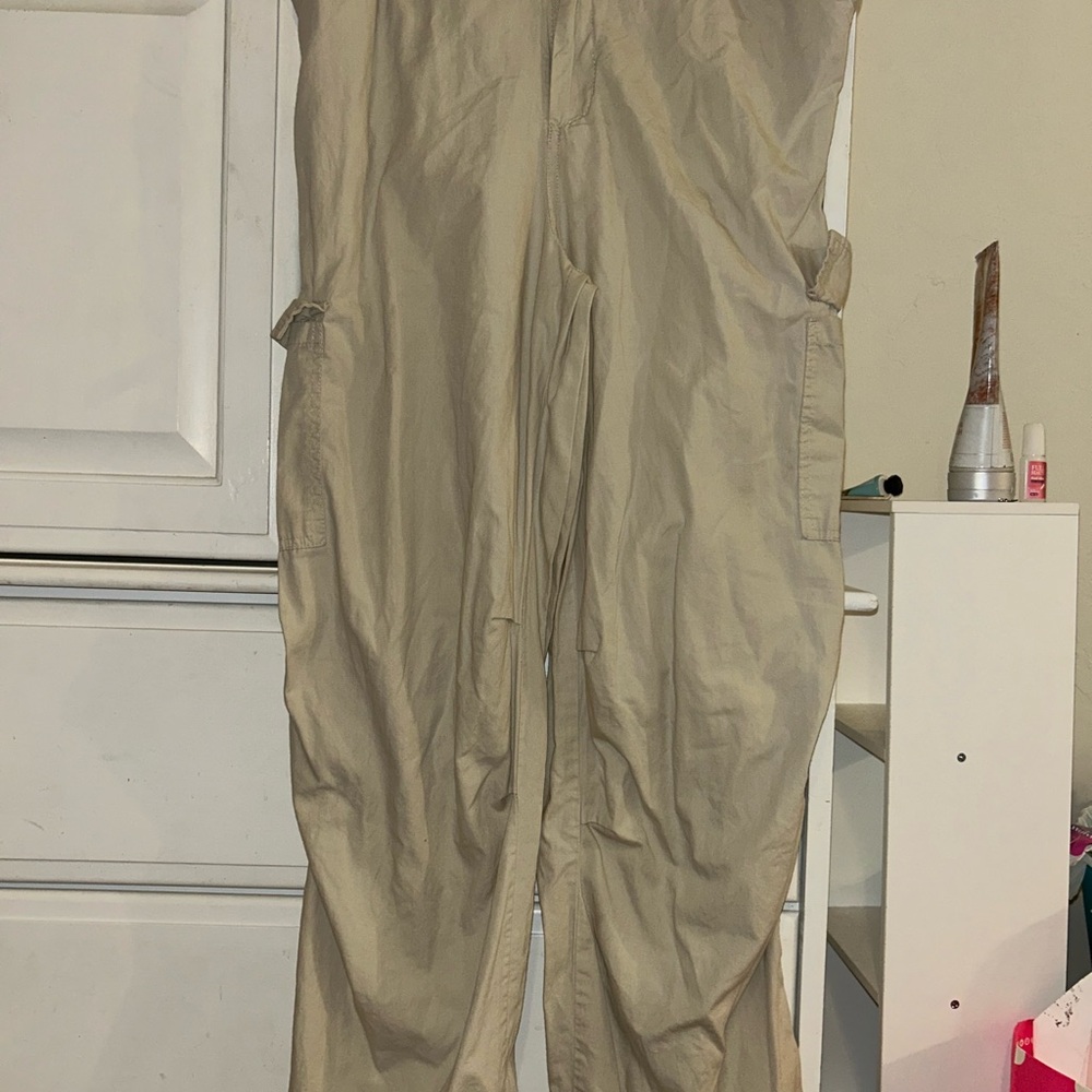 Women's Tan Wide Leg Jumpsuit